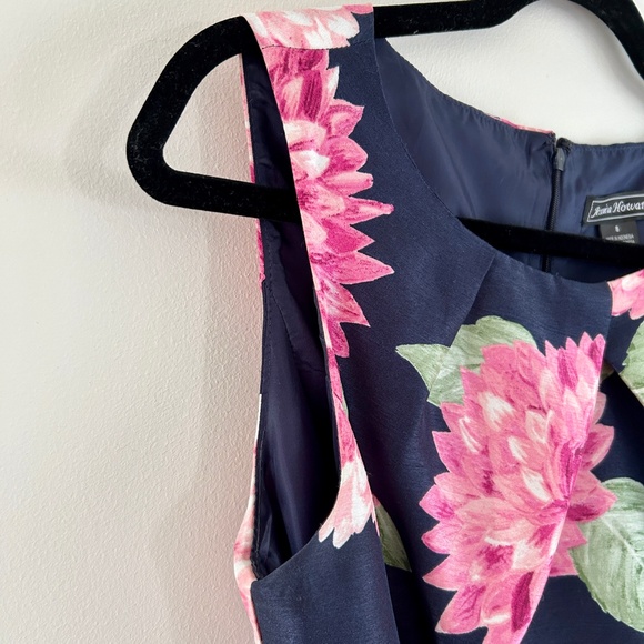 Jessica Howard Cocktail Dress Navy Floral Print Sleeveless Scoop Neck Size 8 - Picture 7 of 15